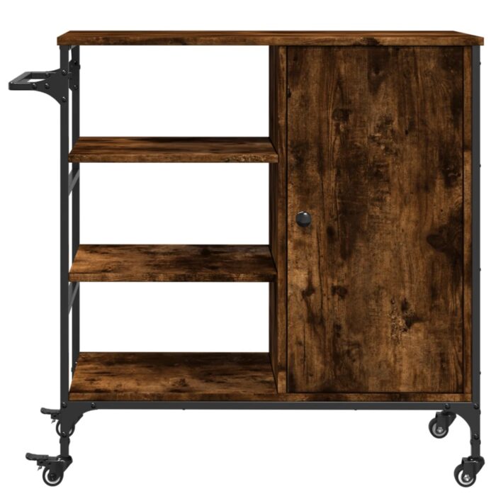 Chariot de cuisine chêne fumé 87,5x38,5x84,5 cm bois ingénierie – Image 6