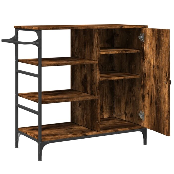 Chariot de cuisine chêne fumé 87,5x38,5x84,5 cm bois ingénierie – Image 7