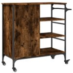 Chariot de cuisine chêne fumé 87,5x38,5x84,5 cm bois ingénierie – Image 9