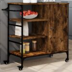Chariot de cuisine chêne fumé 87,5x38,5x84,5 cm bois ingénierie