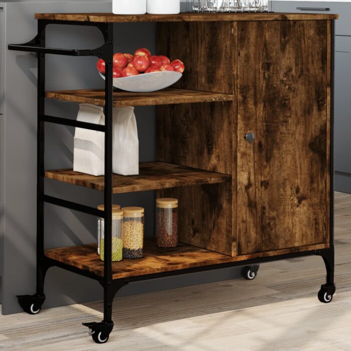 VXL8721012376847_m_en_hd_1.jpg Chariot de cuisine chêne fumé 87,5x38,5x84,5 cm bois ingénierie – Image 1