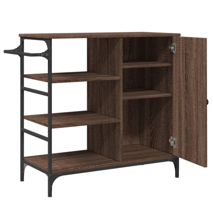 Chariot de cuisine chêne marron bois d'ingénierie – Image 7