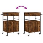 Chariot de cuisine chêne fumé 56x43x89,5 cm bois d'ingénierie – Image 10