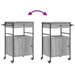 Chariot de cuisine sonoma gris 56x43x89,5 cm bois d'ingénierie – Image 10