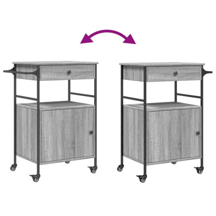 Chariot de cuisine sonoma gris 56x43x89,5 cm bois d'ingénierie – Image 10