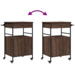Chariot de cuisine chêne marron 56x43x89,5 cm bois d'ingénierie – Image 10
