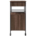 Chariot de cuisine chêne marron 56x43x89,5 cm bois d'ingénierie – Image 8