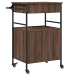Chariot de cuisine chêne marron 56x43x89,5 cm bois d'ingénierie – Image 9