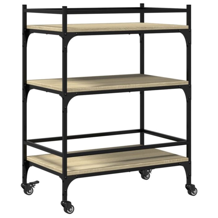 Chariot de cuisine chêne sonoma 65x40x86,5 cm bois d'ingénierie – Image 7