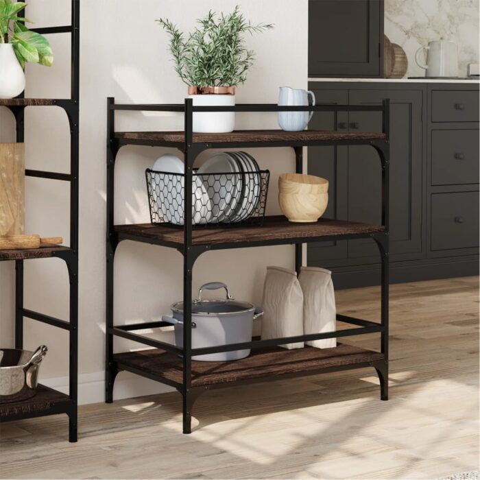 Chariot de cuisine chêne marron 65x40x86,5 cm bois d'ingénierie – Image 2