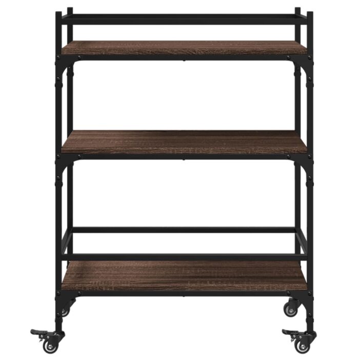 Chariot de cuisine chêne marron 65x40x86,5 cm bois d'ingénierie – Image 5