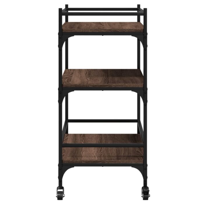 Chariot de cuisine chêne marron 65x40x86,5 cm bois d'ingénierie – Image 6
