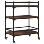 Chariot de cuisine chêne marron 65x40x86,5 cm bois d'ingénierie – Image 7