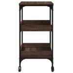 Chariot de cuisine chêne marron 60x41x80,5 cm bois d'ingénierie – Image 6