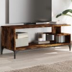 Meuble TV chêne fumé bois ingénierie et acier enduit de poudre