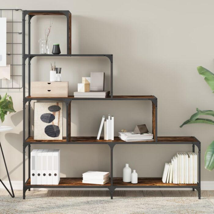 Bibliothèque à 4 niveaux chêne fumé bois d'ingénierie – Image 2