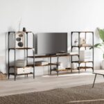 Meuble TV chêne fumé 206,5x28,5x95 cm bois d'ingénierie – Image 2