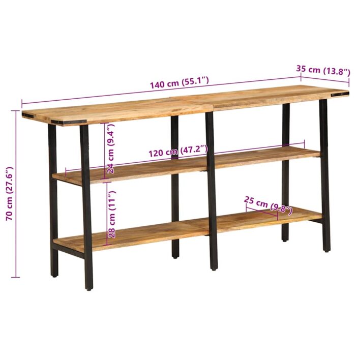 Table console 140x35x70 cm bois de manguier massif – Image 8