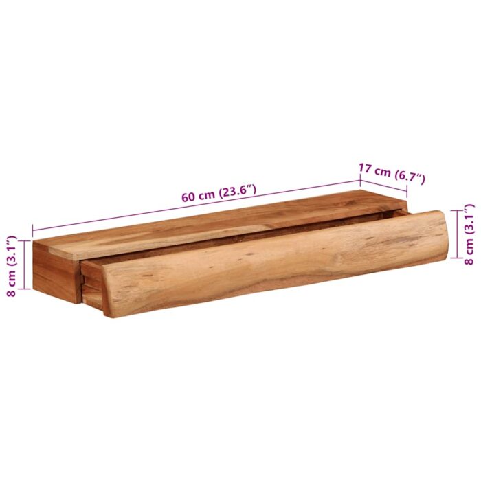 Étagères murales 2 pcs 60x17x8 cm bois massif d'acacia – Image 11