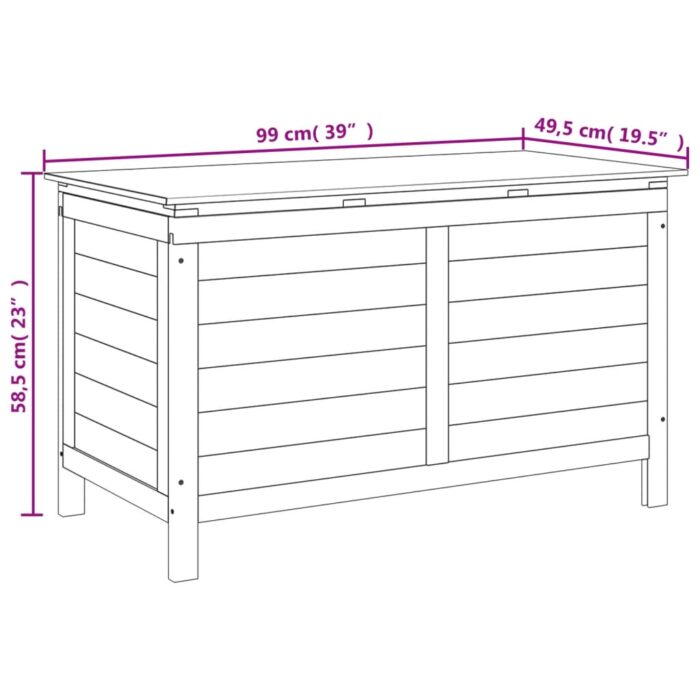 Boîte de rangement de jardin 99x49,5x58,5 cm bois massif sapin – Image 6