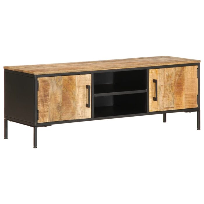 Meuble TV 110x35x40 cm bois massif de manguier brut – Image 1