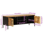 Meuble TV 110x35x40 cm bois massif de manguier brut – Image 12