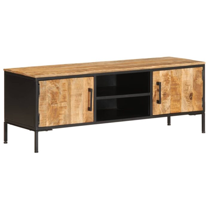 Meuble TV 110x35x40 cm bois massif de manguier brut – Image 2