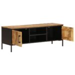 Meuble TV 110x35x40 cm bois massif de manguier brut – Image 4