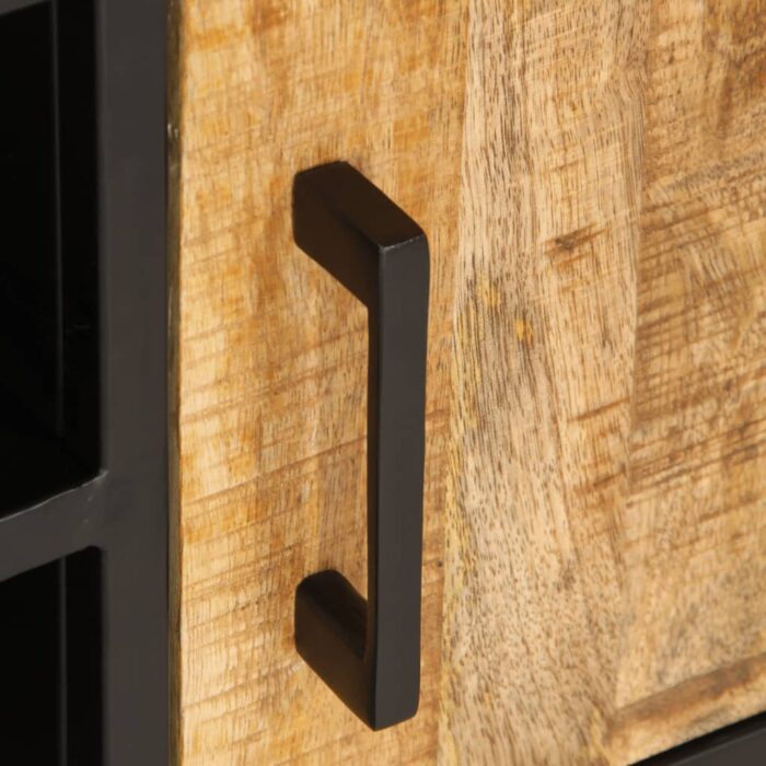 Meuble TV 110x35x40 cm bois massif de manguier brut – Image 8