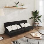 Canapé-lit 2 places noir velours