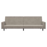 Canapé-lit à 2 places gris clair velours – Image 3