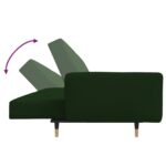 Canapé-lit à 2 places avec deux oreillers Vert foncé Velours – Image 6