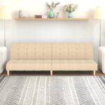 Canapé-lit à 2 places crème tissu