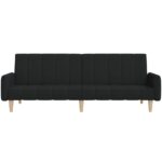 Canapé-lit à 2 places noir tissu – Image 3