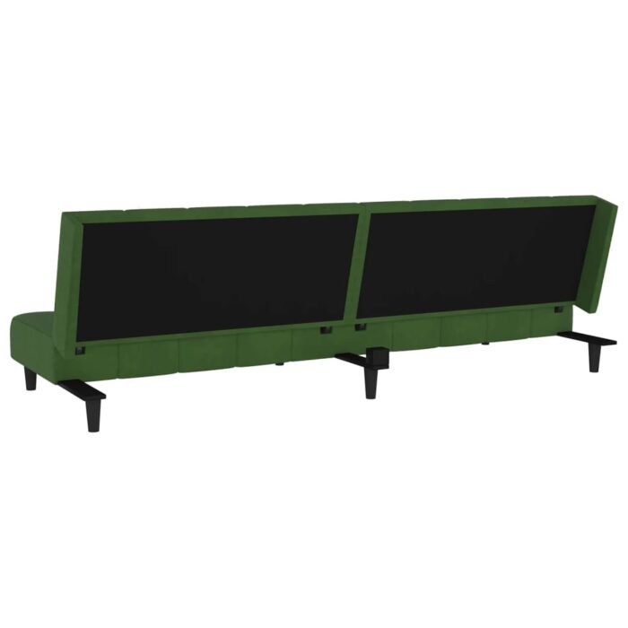 Canapé-lit à 2 places vert foncé velours – Image 6