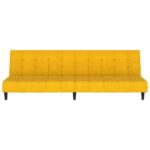 Canapé-lit 2 places jaune velours – Image 2