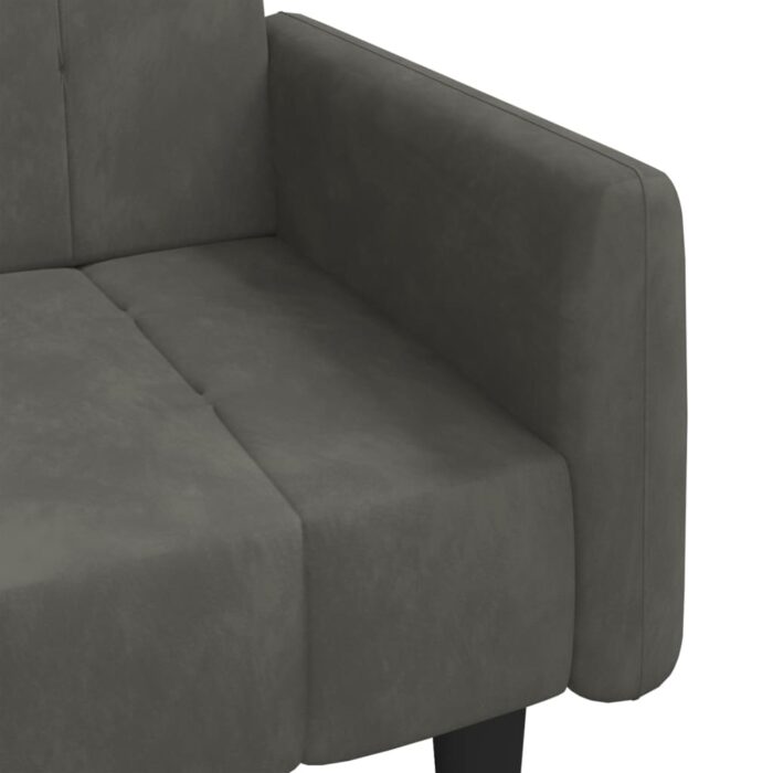 Canapé-lit à 2 places gris foncé velours – Image 7