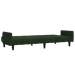 Canapé-lit à 2 places vert foncé velours – Image 4