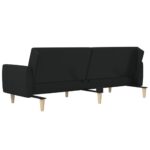 Canapé-lit à 2 places noir tissu – Image 6
