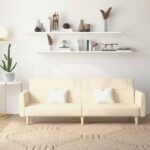 Canapé-lit à 2 places crème tissu