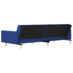 Canapé-lit à 2 places avec deux oreillers bleu tissu – Image 5