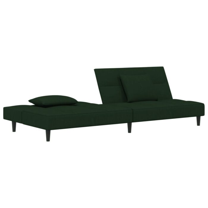 Canapé-lit à 2 places avec deux oreillers Vert foncé Velours – Image 3