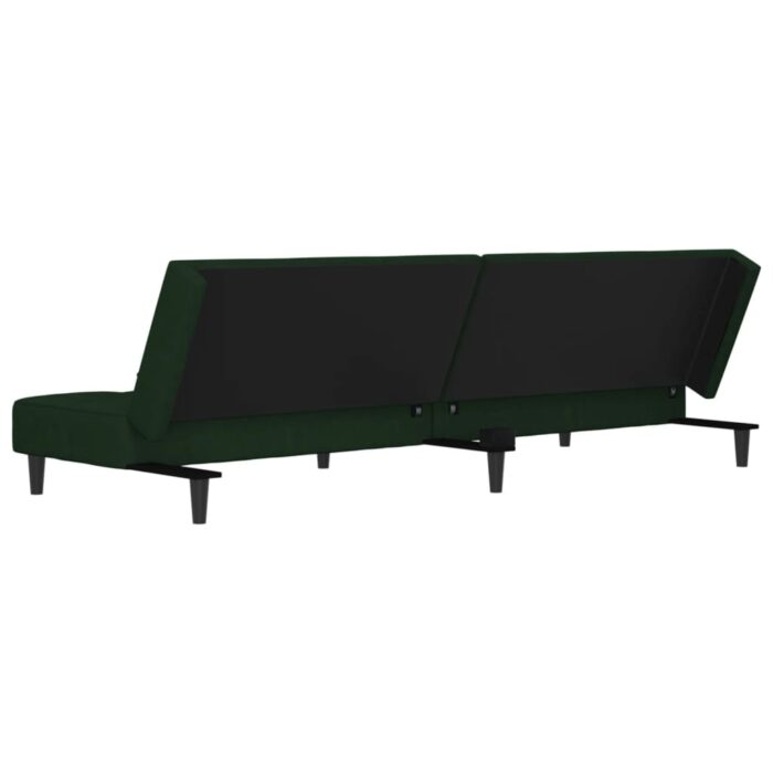 Canapé-lit à 2 places avec deux oreillers Vert foncé Velours – Image 6
