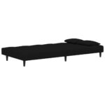 Canapé-lit à 2 places avec deux oreillers Noir Velours – Image 4