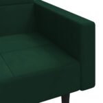 Canapé-lit à 2 places avec deux oreillers Vert foncé Velours – Image 7