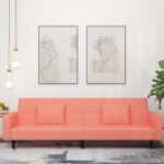 Canapé-lit à 2 places avec deux oreillers Rose Velours