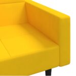 Canapé-lit à 2 places avec deux oreillers Jaune Velours – Image 7