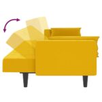 Canapé-lit à 2 places avec deux oreillers Jaune Velours – Image 5