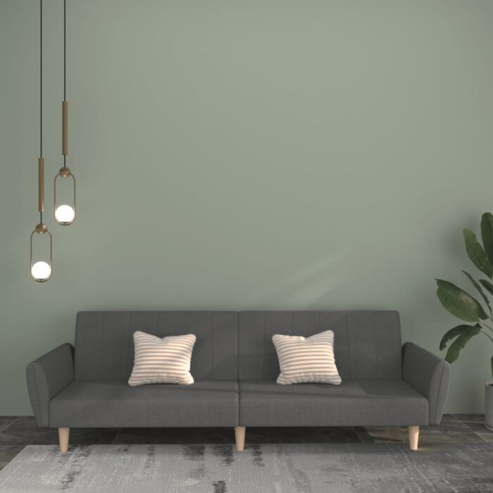 Canapé-lit à 2 places gris clair tissu – Image 1