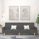 Canapé-lit à 2 places gris foncé tissu